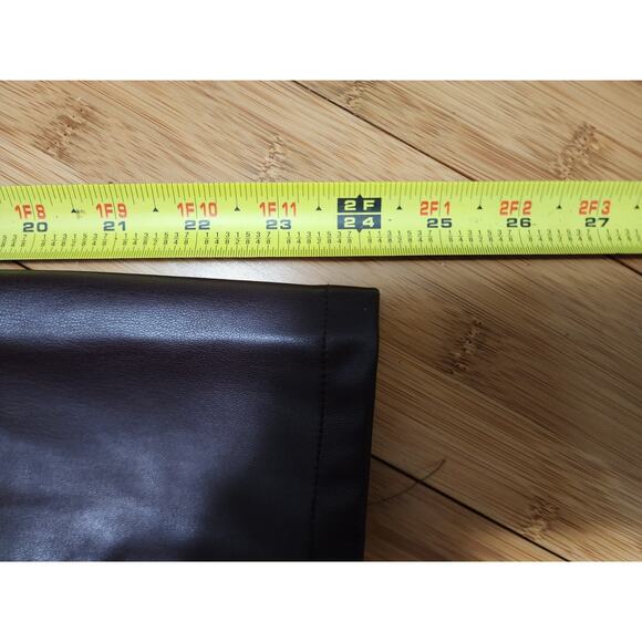 BLANK NYC Cardigan XS Tight Knit Vegan Leather Sleeve Burgundy Button Cowl Neck - Picture 6 of 8